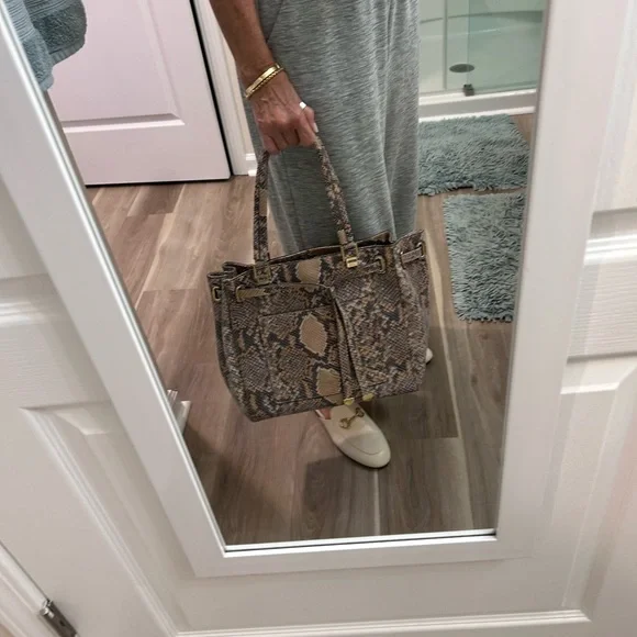 Beautiful snake patterned leather GILI satchel. Bags